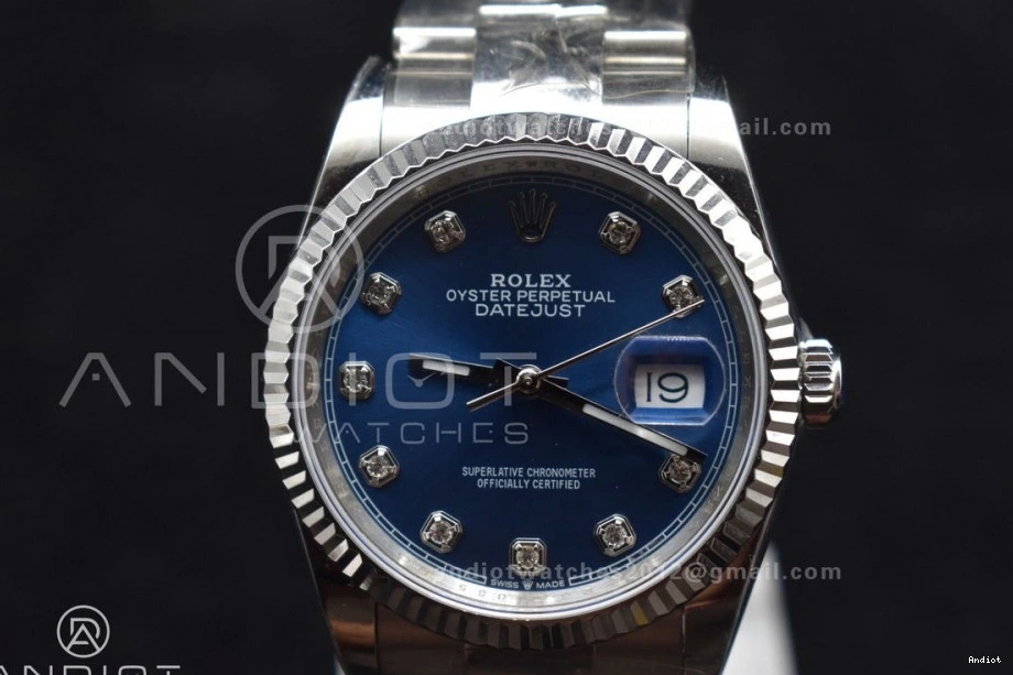 on Oyster Edition 1:1 Diamonds Blue DIWF Steel Bracelet Dial 36 SA3235 904L DateJust Best 0415